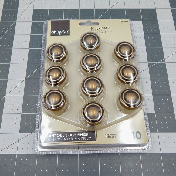 Chapter Cabinet Knobs Drawer Pulls Antique Brass Finish #2000187 Set of 10 NIB - Picture 1 of 4